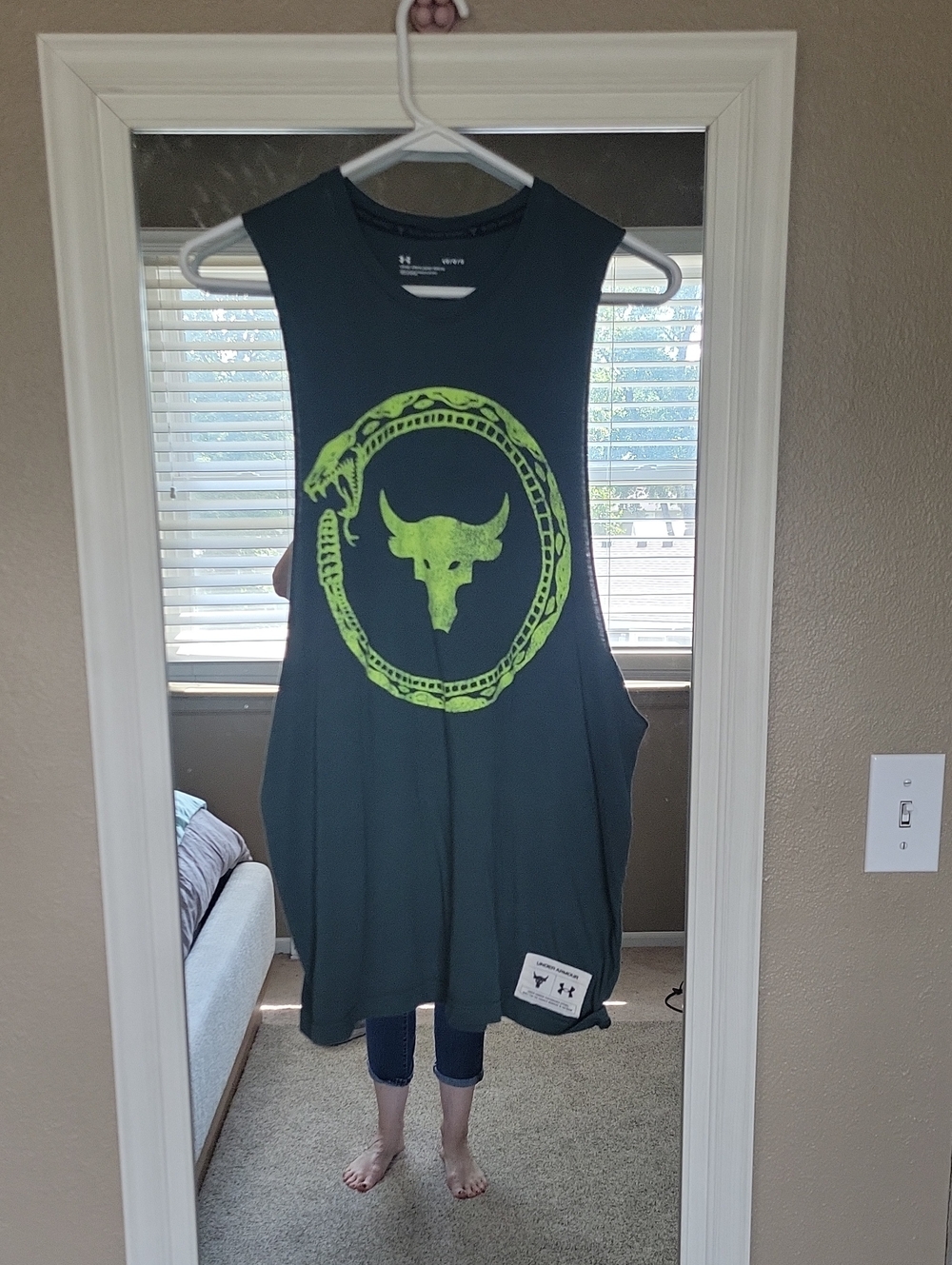 Under Armour ' Black Muscle Tank with Neon Green Bull Logo